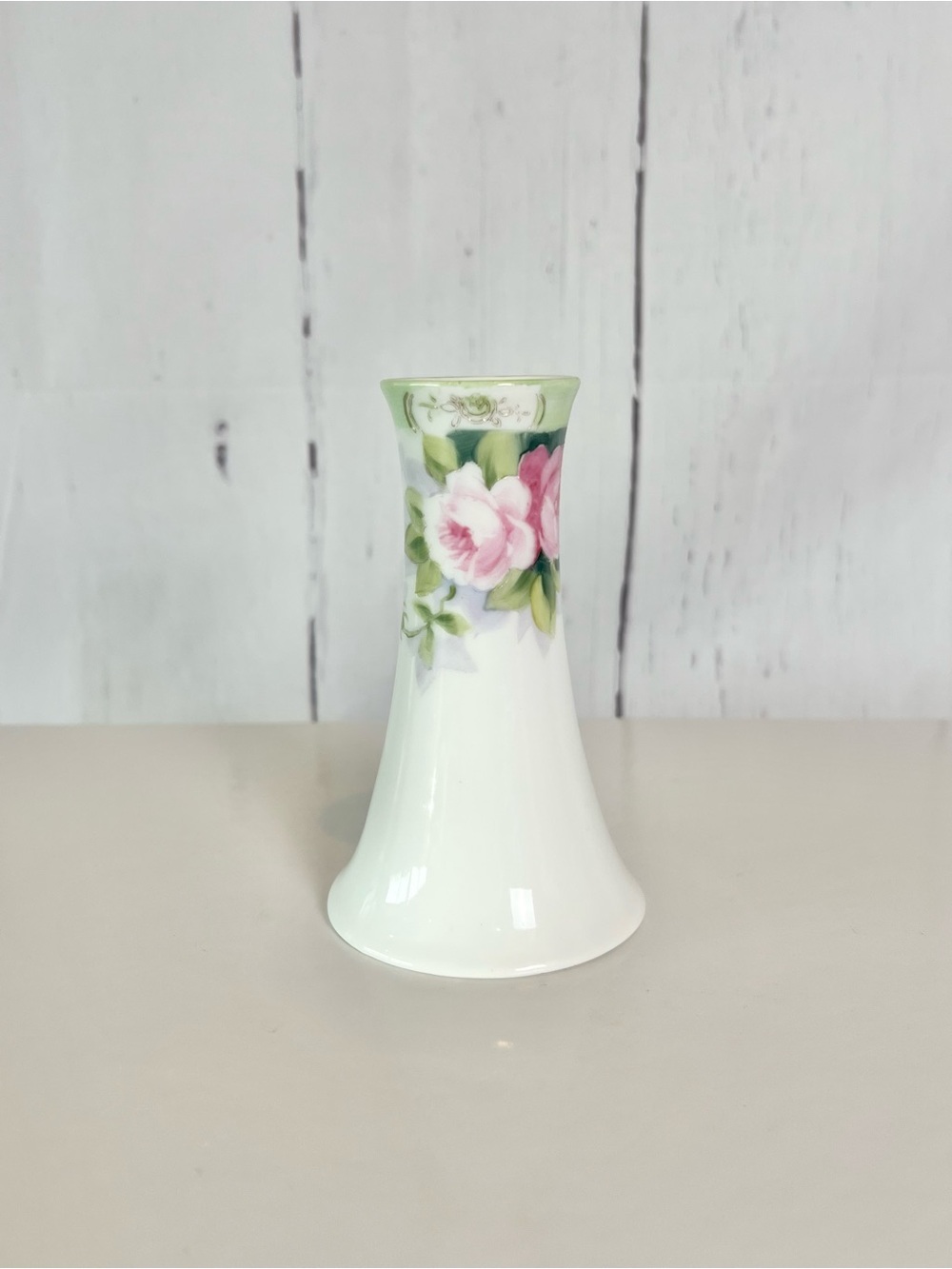 Vintage Nippon Hand Painted Porcelain Hatpin Holder Floral Victorian Bud Vase